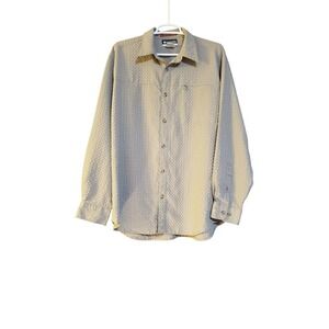 Columbia Mens Size Large Long Sleeve‎ Button Up Modal Blend Tan Fine Check